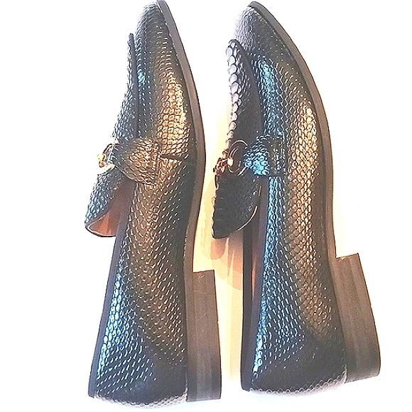 NWOT Meijiana Dress Shoes W/Gold Hardware Black Top Blue Middle Accents Size 9 - Picture 6 of 13